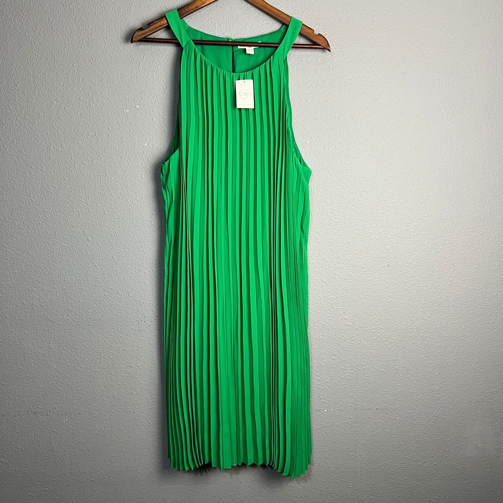Cato Pleated Chain Halter Dress Sleeveless Party Chiffon Green Plus Size 26/28W
